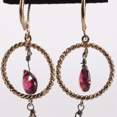 Sale Photo Thumbnail #287: 14K YELLOW GOLD LADIES EARRINGS W GARNET & CITRINE