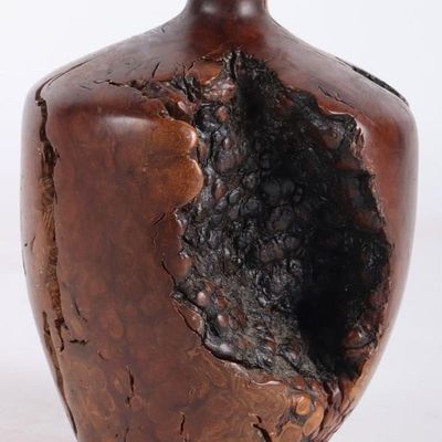 Sale Photo Thumbnail #438: VINTAGE HAND MADE TURNED BURLWOOD BUD VASE