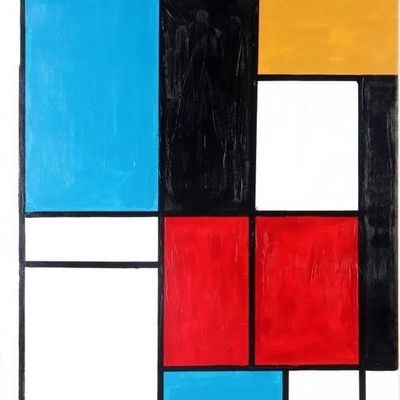 Sale Photo Thumbnail #406: ORIGINAL " TABLEAU II"  AFTER PIET MONDRIAN CANVAS