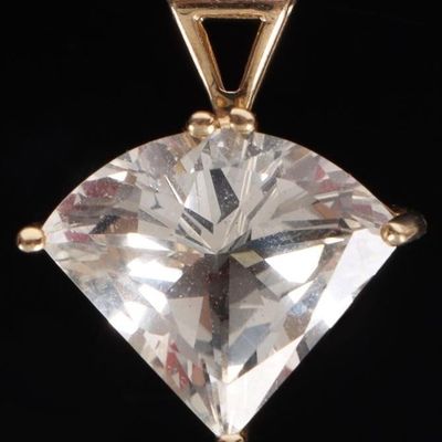 Sale Photo Thumbnail #263: 14K YELLOW GOLD PENDANT W/ LARGE FAN-CUT TOPAZ
