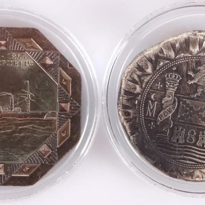Sale Photo Thumbnail #322: FINE SILVER SHIPWRECK COIN D. CARR RESTRIKES - (2)