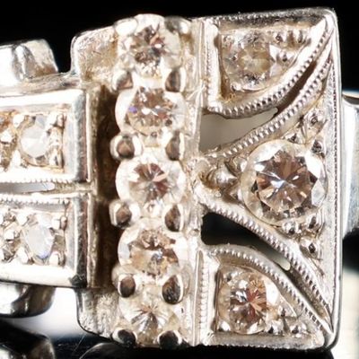 Sale Photo Thumbnail #106: 14K YELLOW GOLD DIAMOND ART DECO LADIES RING