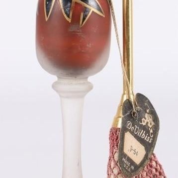 Sale Photo Thumbnail #384: ANTIQUE ORANGE DEVILBISS PERFUME W/ ORIGINAL BULB