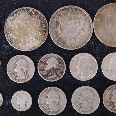 Sale Photo Thumbnail #334: 90% SILVER ASSORTED VINTAGE U.S. COINAGE - (14)