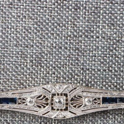 Sale Photo Thumbnail #192: 14K GOLD & 0.925 SILVER DIAMOND SAPPHIRE NECKLACE