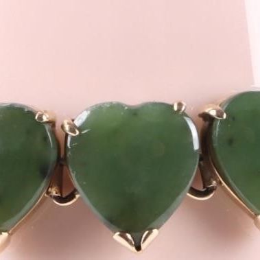 Sale Photo Thumbnail #201: 14K YELLOW GOLD SPINACH JADE HEART LADIES BRACELET