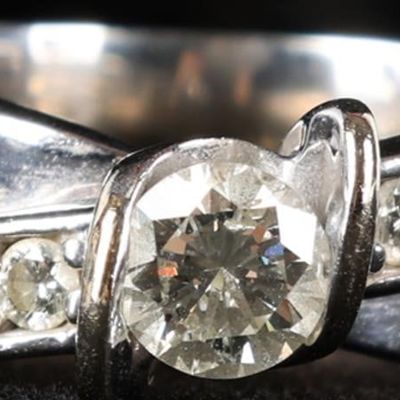 Sale Photo Thumbnail #109: 1CTW DIAMONDS 14K WHITE GOLD DOUBLE-BANDED RING