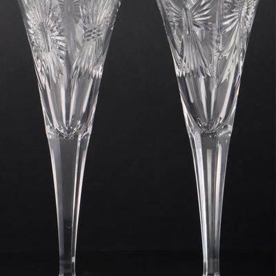 Sale Photo Thumbnail #375: WATERFORD  MILLENNIUM SERIES TOASTING FLUTES (2)