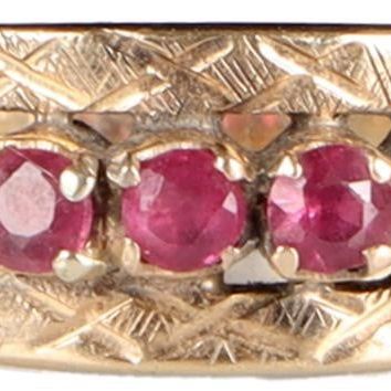 Sale Photo Thumbnail #61: 18K YELLOW GOLD LADIES RING W/ RUBIES & ETCHINGS