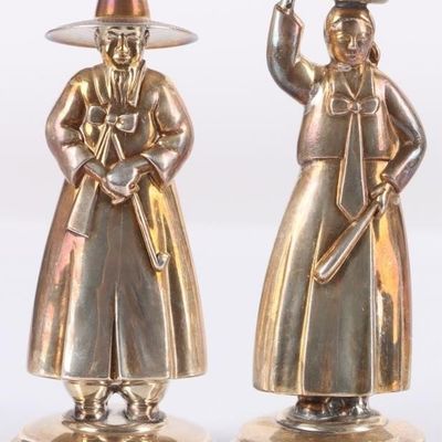 Sale Photo Thumbnail #122: ANTIQUE STERLING SILVER JAPANESE COUPLE SHAKERS