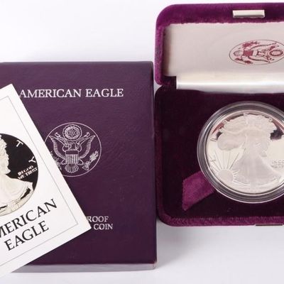 Sale Photo Thumbnail #319: 1986 S PROOF FINE SILVER AMERICAN EAGLE W/ BOX