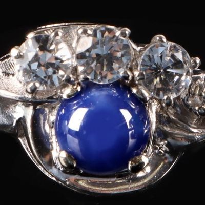 Sale Photo Thumbnail #112: 14K WHITE GOLD LADIES RING W/ POLISHED SAPPHIRE