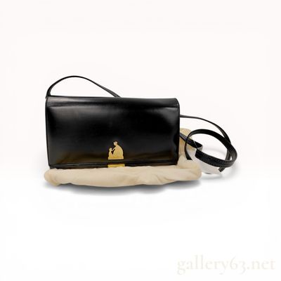 Vintage Lanvin Black Leather Mother and Child Envelope Shoulder Bag