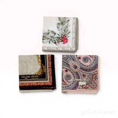 A Trio of Celine and Christian Dior Designer Scarves