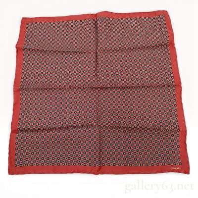 Chanel Silk Twill Pocket Square with Geometric CC Logo Pattern