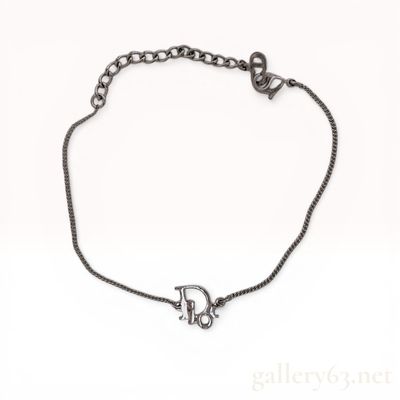 Christian Dior Silver-Tone Oblique Logo Chain Bracelet