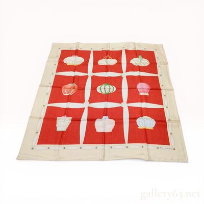 Bvlgari Davide Pizzigoni Red and Cream Silk Scarf