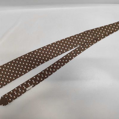 Hermes Taupe Silk Necktie with Sheep and H Logo Pattern