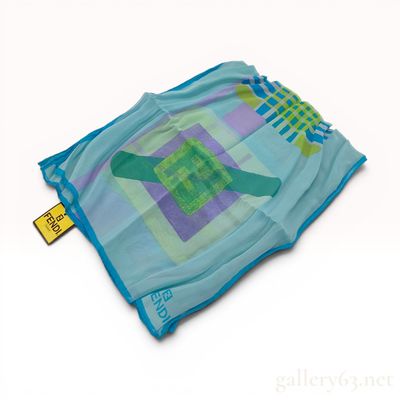 Fendi Geometric Patchwork Silk Foulard Scarf