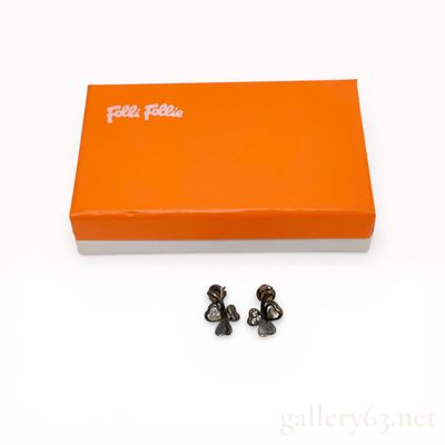 A Pair of Folli Follie Sterling Silver Heart Clover Stud Earrings