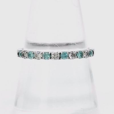 Platinum, Paraiba Tourmaline, and Diamond Half-Eternity Band