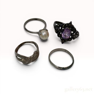 Collection of Four Vintage Sterling Silver Rings