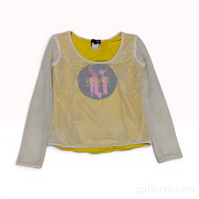 Versace Sport Layered Mesh Graphic Long Sleeve Top Size S