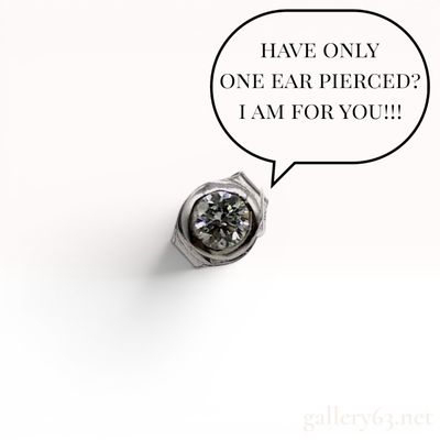 Single Platinum and Bezel Set Diamond Stud Earring