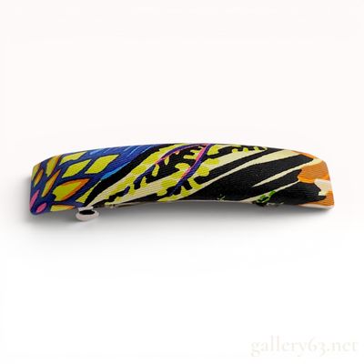 Hermes Silk Twill Eclipse Barrette Hair Clip with Box