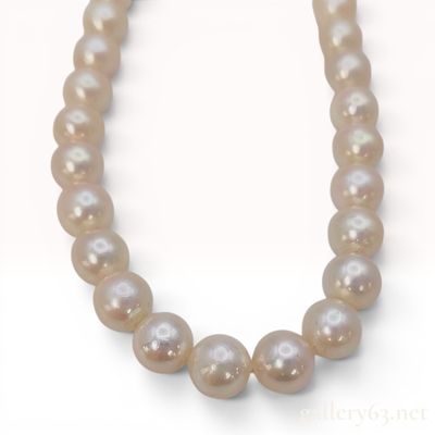 Single-Strand Semi-Round Cultured Pearl Necklace with Silver Clasp