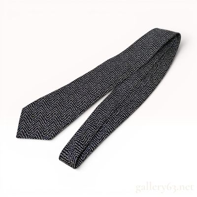 Bottega Veneta Blue and Black Zigzag Woven Necktie