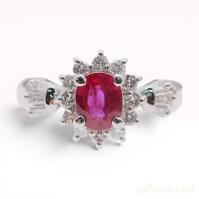 GIA Certified 1.03 Carat Burmese Ruby and Diamond Platinum Ring