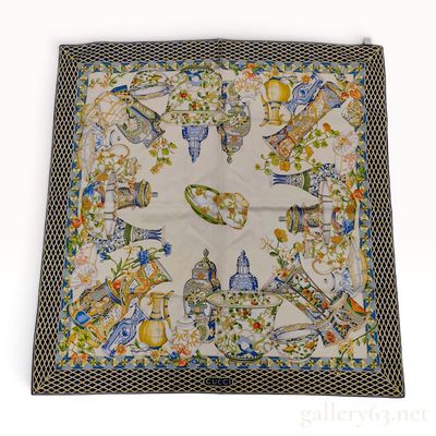 Gucci Silk Scarf in Chinese Vases Pattern by Vittorio Accornero