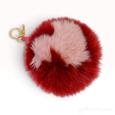 Fendi Bicolor Fox Fur Heart Pom-Pom Bag Charm