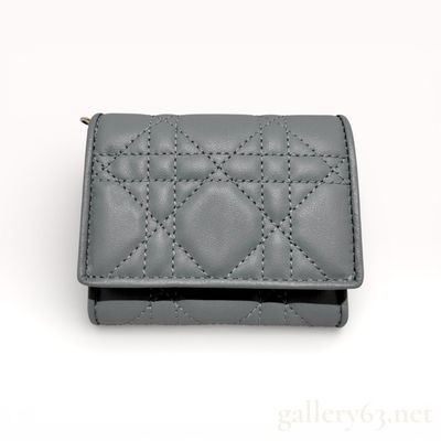Christian Dior Lady Dior Lotus Wallet in Gray Cannage Lambskin