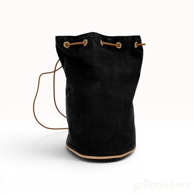 Hermes Black Canvas Polochon Mimile Drawstring Backpack
