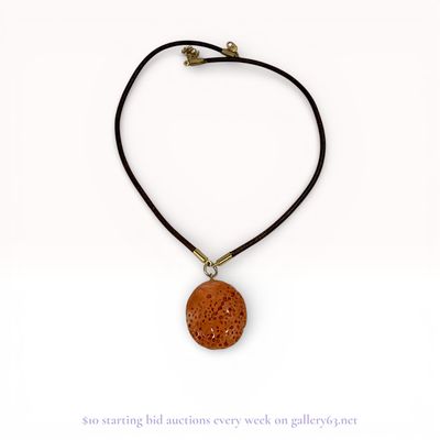 Sponge Coral Pendant on Leather Cord Necklace