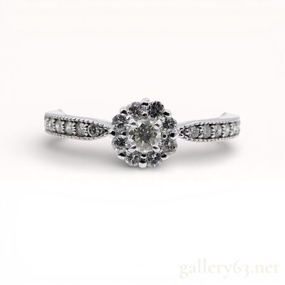 Platinum Diamond Halo Cluster Ring