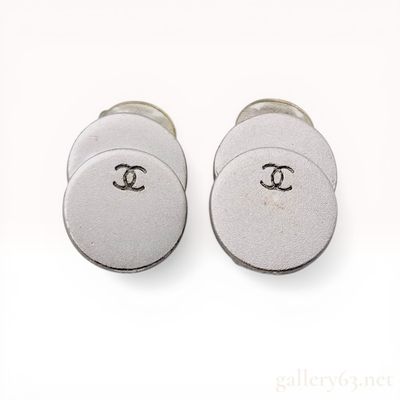 A Pair of Chanel Silver-Tone Double Disc Clip-On Earrings, Spring 1999