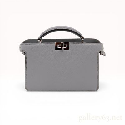 Fendi Grey Grained Leather Peekaboo ISeeU Mini Handbag