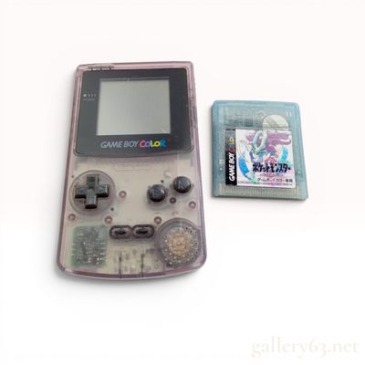 Nintendo Game Boy Color Console CGB-001 Atomic Purple and Japanese Pokemon Crystal Game Cartridge