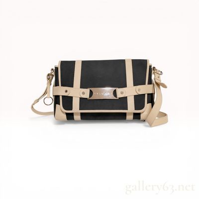 Bulgari Black Canvas and Beige Leather Harness Shoulder Bag