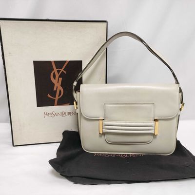Yves Saint Laurent YSL Cream Leather Shoulder Bag