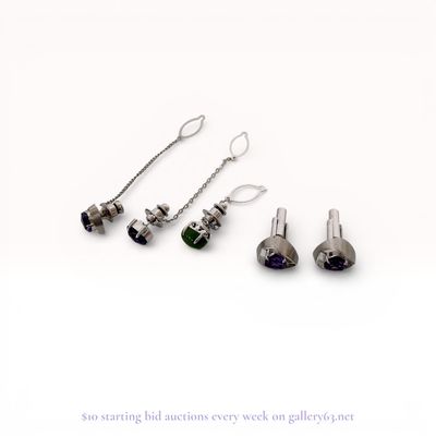An Assortment of Men's 900 Silver and Amethyst Jewelry