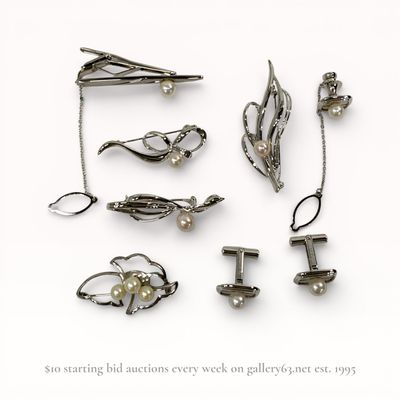 An Eight-Piece Collection of Silver and Cultured Pearl Jewelry, Mid 20th C.