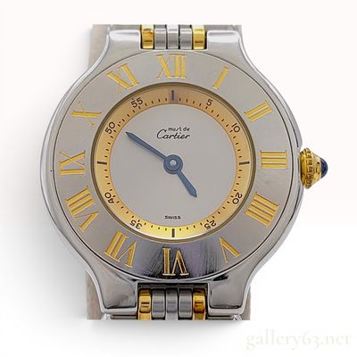 Must de Cartier 21 Reference 1340 Two Tone Stainless Steel Quartz Wristwatch