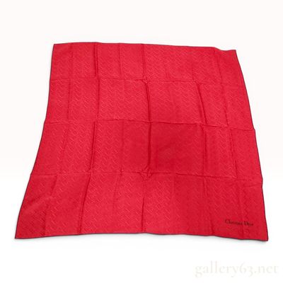 Christian Dior Red Monogram Silk Jacquard Scarf