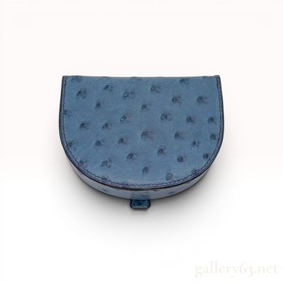 Hermes Blue Ostrich Leather Horseshoe Coin Purse