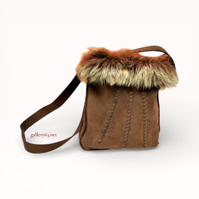 Hermes Toudou Moko Pochette in Brown Suede and Fur