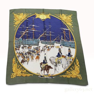 Hermes Marine et Cavalerie Silk Scarf by Philippe Ledoux